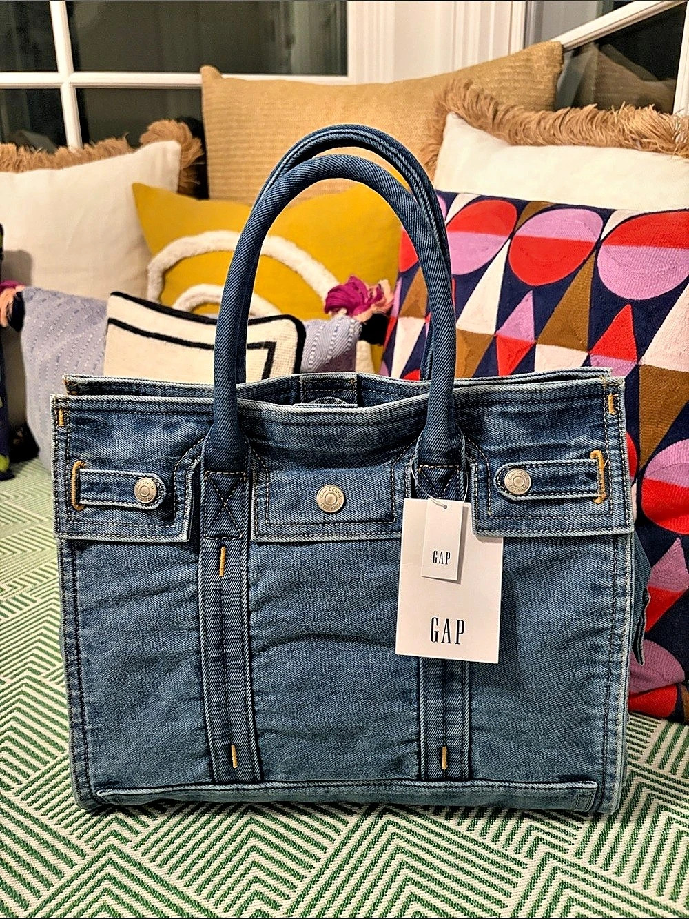 Medium GAP Five Pocket “Jirkin” Denim Tote in light Blue